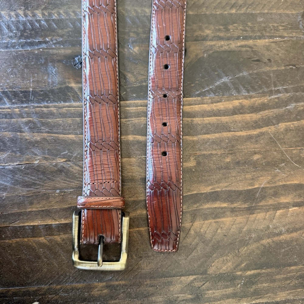 Brighton Belt Mens 32 Brown Genuine Leather Solid Brass Buckle M10038 36